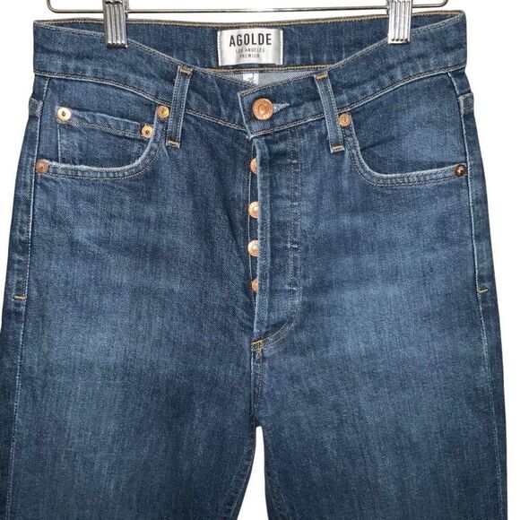 Agolde Nico High Rise Frayed Button fly slim fit Jeans Size 25 - Picture 7 of 10
